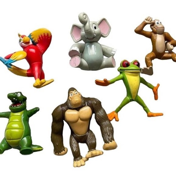 Vintage Rainforest Cafe Animal Figures Toys lot 7 Posable Frog Ape Alligator RFC - Picture 5 of 13